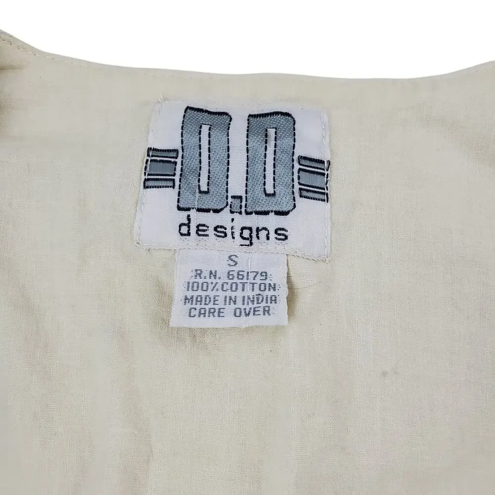 OO Designs 100% Cotton Western Style Vest Unisex Small Blue Denim Embroiled Rare - Picture 6 of 12